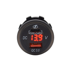 DC 12V-24V Waterproof QC3.0 USB Charger Socket with Type C Port for Car, Van, Boat, Marine, ATV, RV etc. Compatible all USB-powered devices