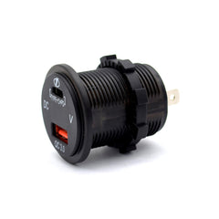 DC 12V-24V Waterproof QC3.0 USB Charger Socket with Type C Port for Car, Van, Boat, Marine, ATV, RV etc. Compatible all USB-powered devices