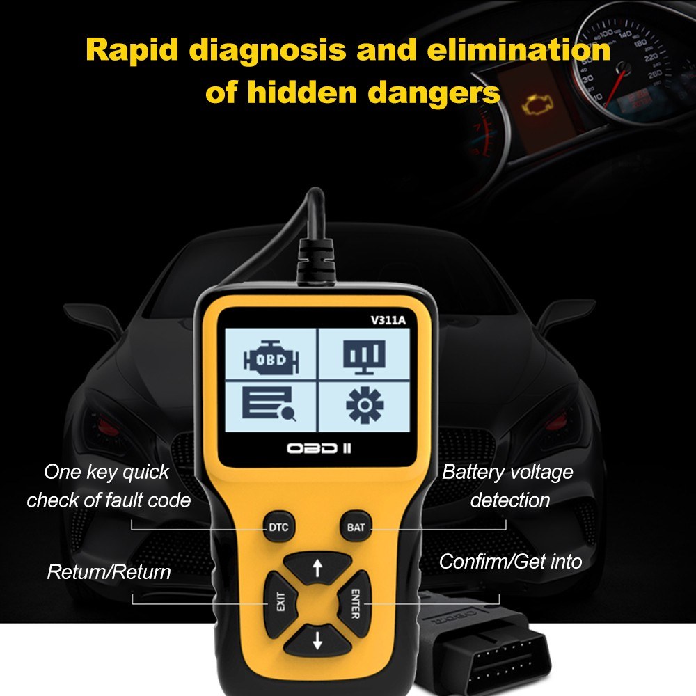 OBD II Scanner Car Diagnostic Tool Battery Voltage Detection For All 1996 and Newer Compliant Vehicles