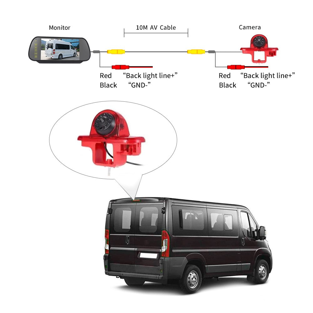 HD IR Night Vision 3rd Brake Light Reversing Backup Camera Waterproof Rear View + 7.0 inch Reverse Monitor