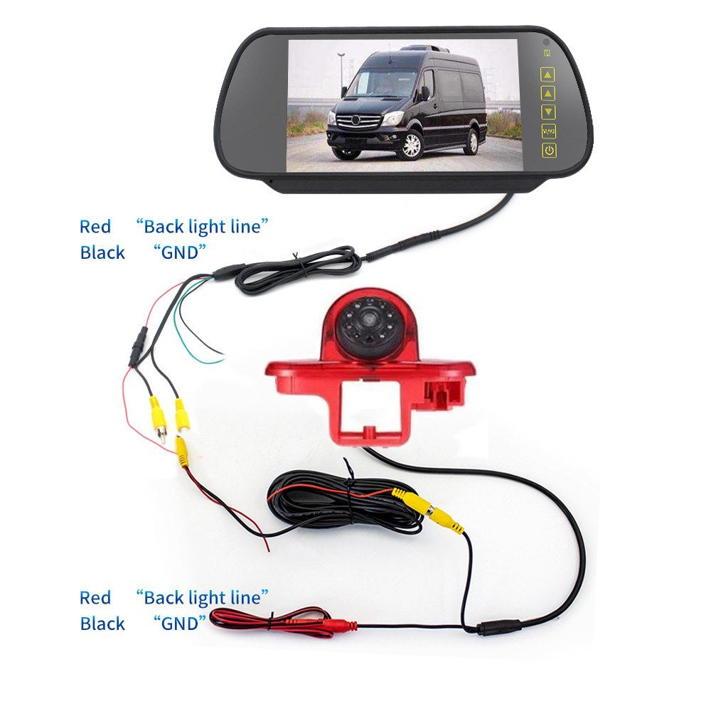 HD IR Night Vision 3rd Brake Light Reversing Backup Camera Waterproof Rear View + 7.0 inch Reverse Monitor