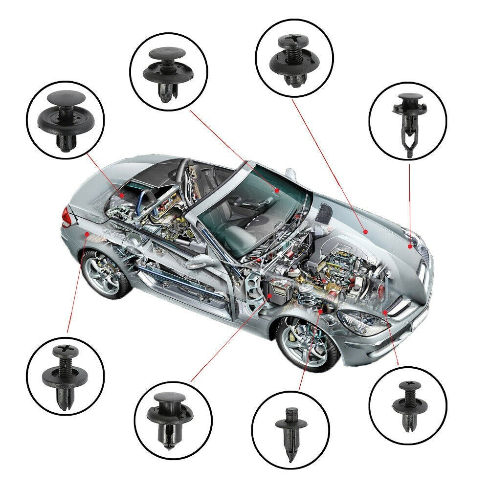 620Pcs Car Body Push Pin Retainer Rivet Fasteners Trim Molding Clip + Screwdriver + Pliers