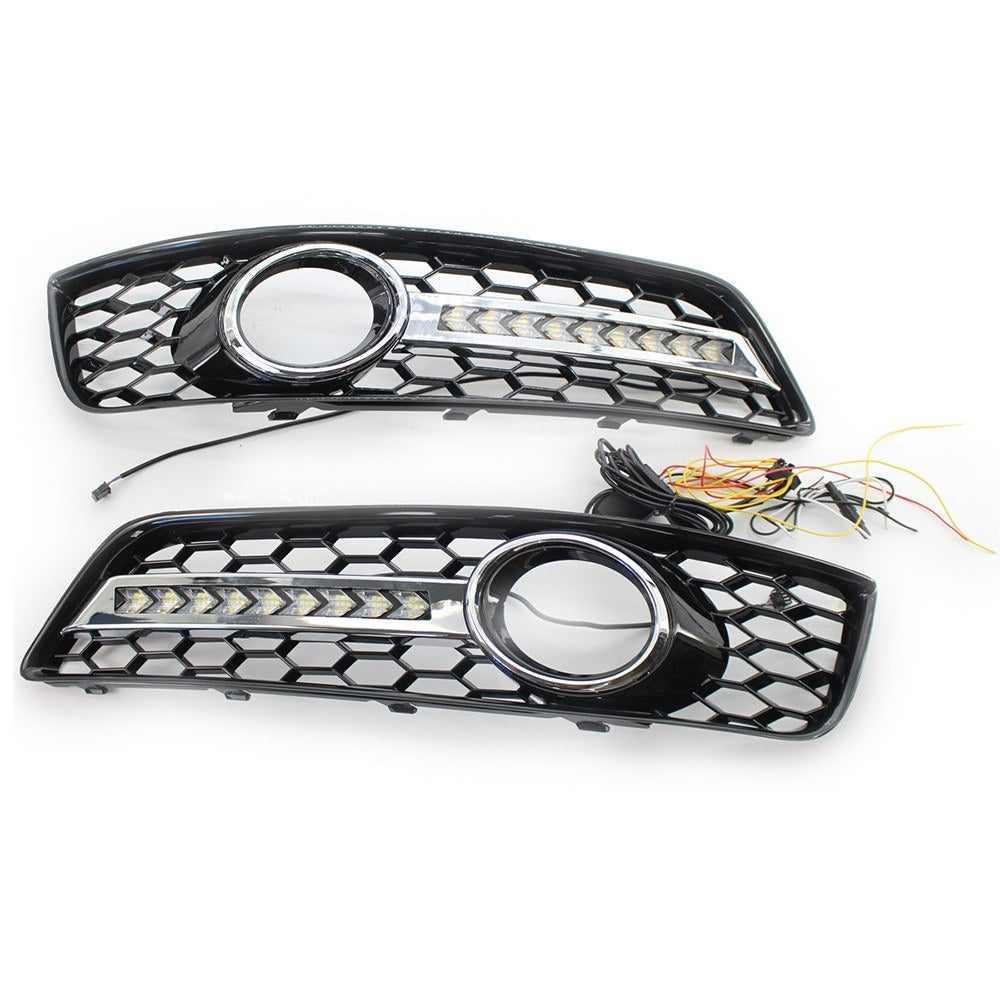 Replacement for AUDI A3 8P 09-13 Front Bumper Fog Light Lamp Grille Pair Set Left and Right