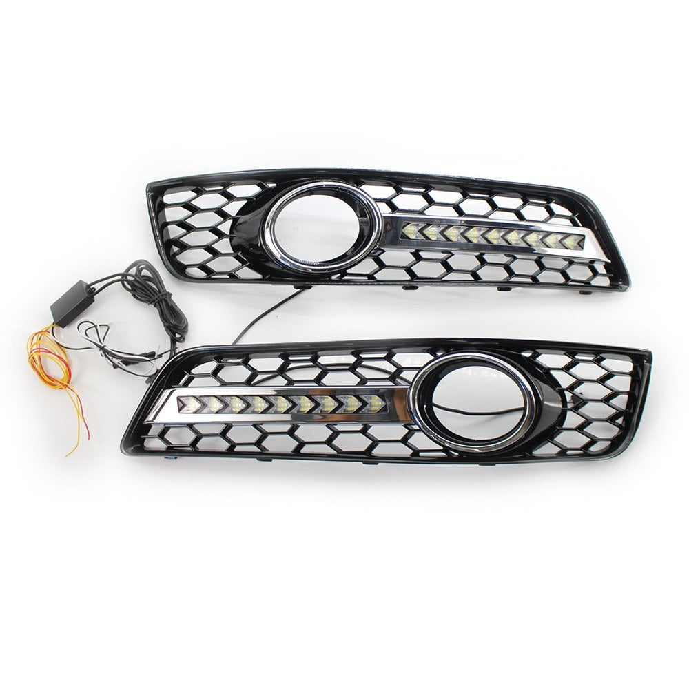 Replacement for AUDI A3 8P 09-13 Front Bumper Fog Light Lamp Grille Pair Set Left and Right