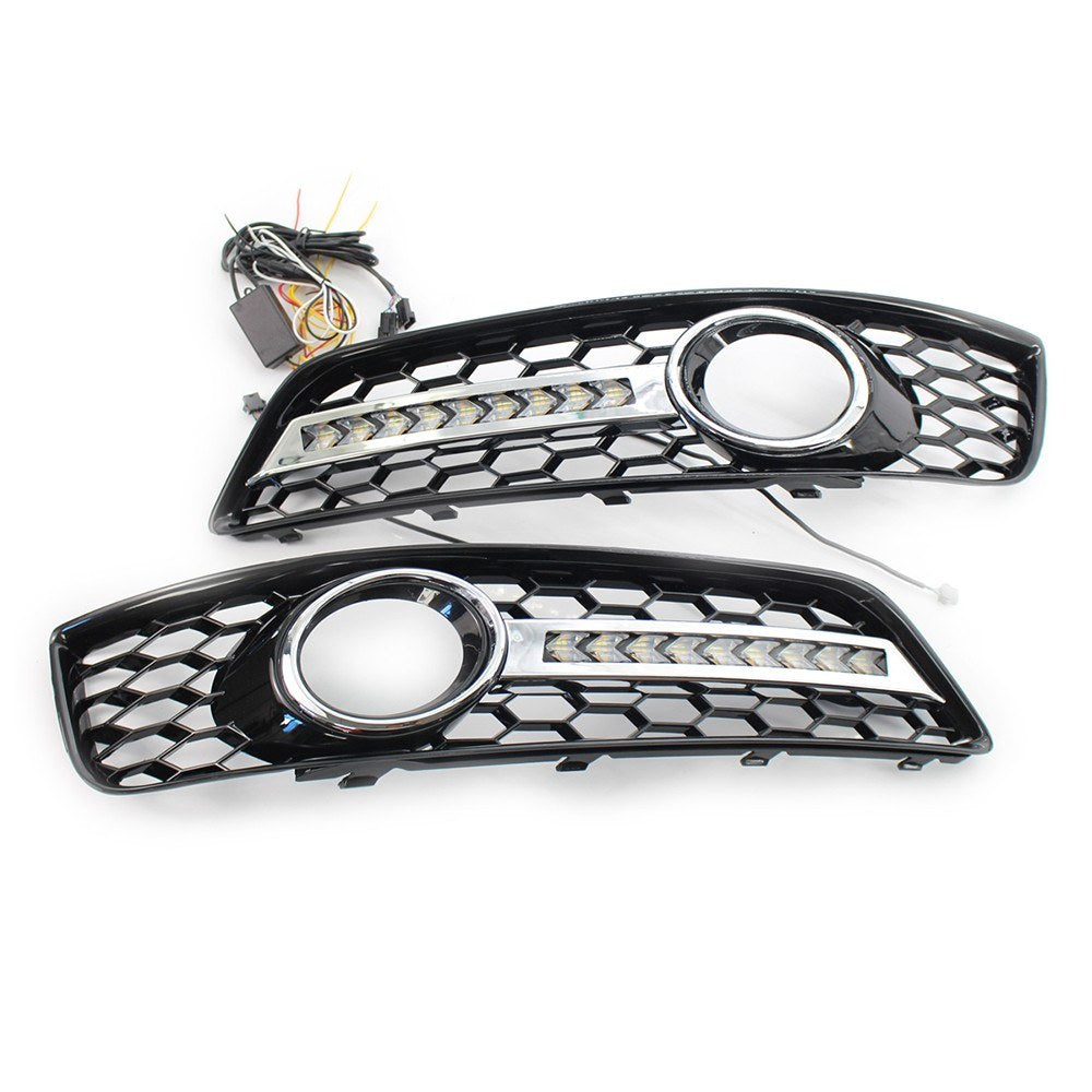 Replacement for AUDI A3 8P 09-13 Front Bumper Fog Light Lamp Grille Pair Set Left and Right