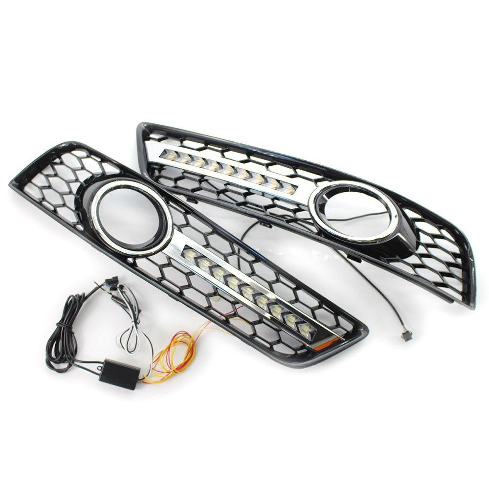 Replacement for AUDI A3 8P 09-13 Front Bumper Fog Light Lamp Grille Pair Set Left and Right