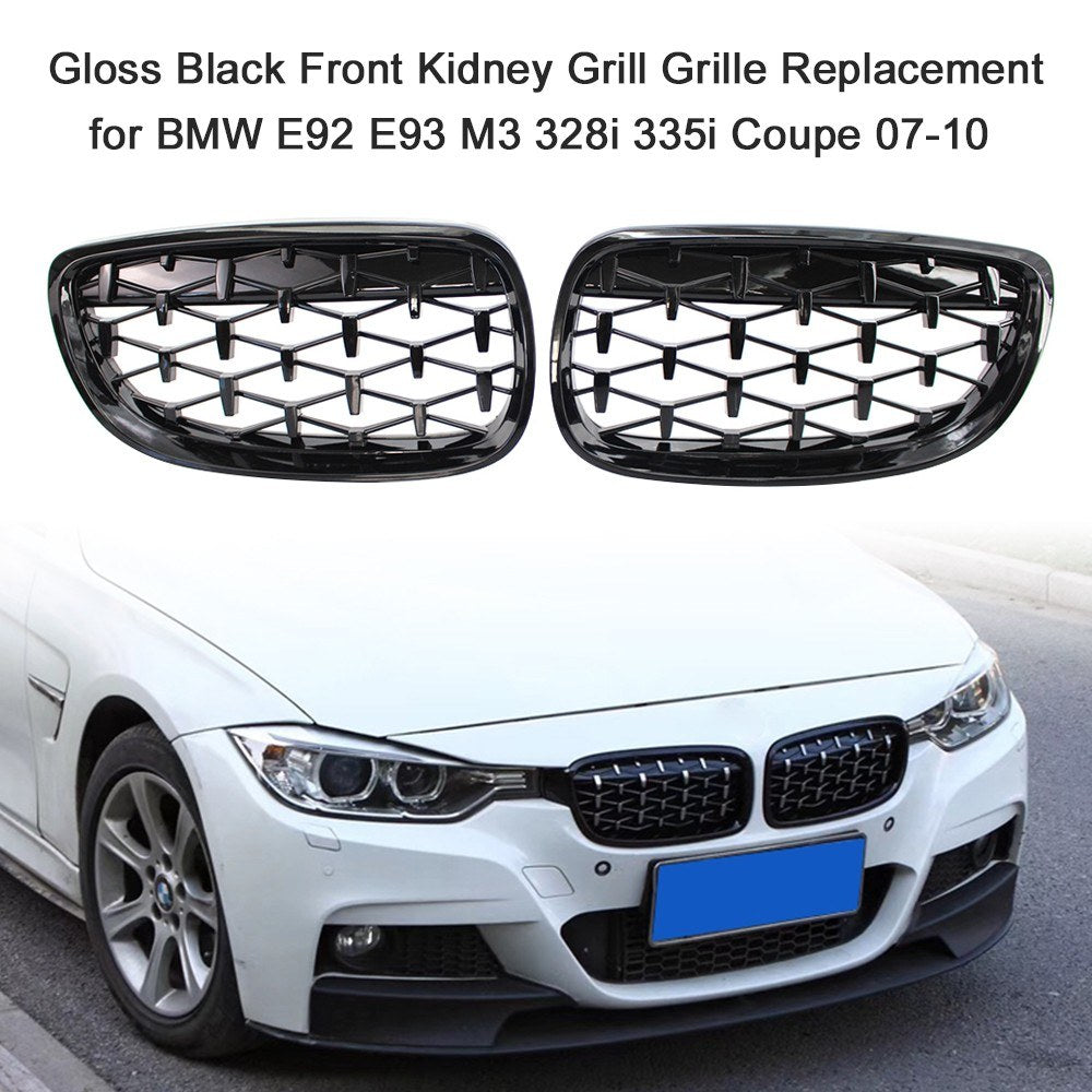 Gloss Black Front Kidney Grill Grille Replacement for BMW E92 E93 M3 328i 335i Coupe 07-10