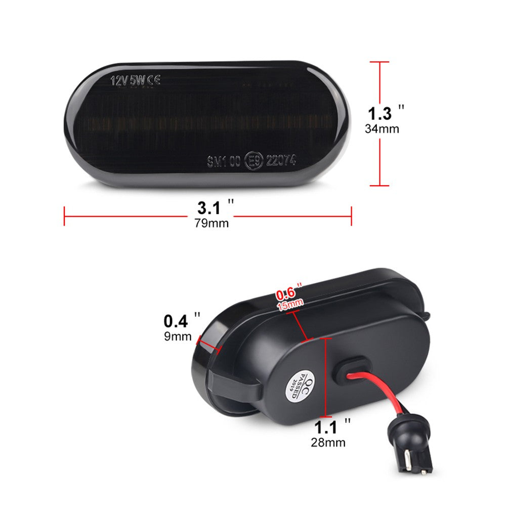 Dynamic LED Side Indicator Black Smoke Turn Signal Replcement for FORD/SEAT/SKODA/VW/LUXFACTORY