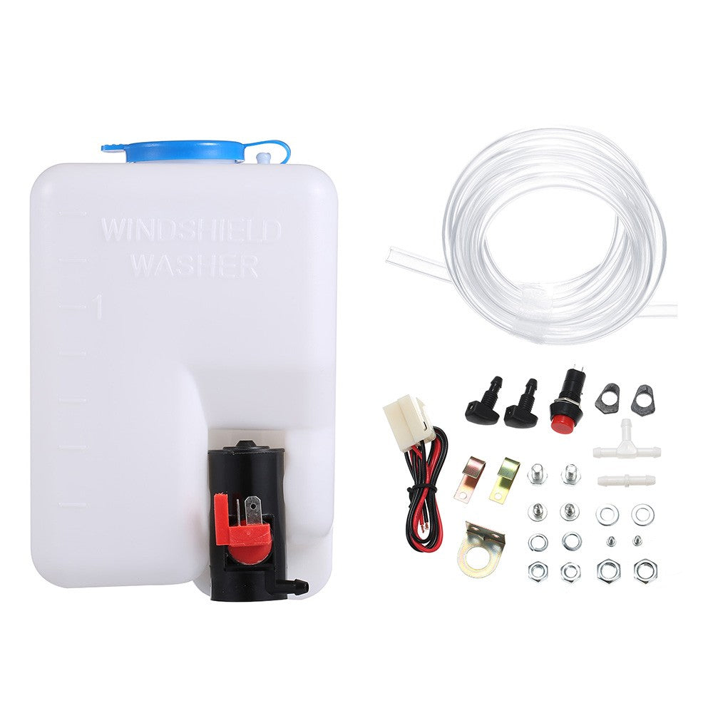 Universal Windscreen Washer Bottle Kit with Pump Hose Jets Wiring Switch