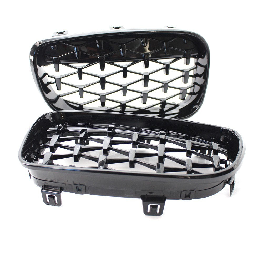 Glossy Black Dual Slats Front Grille Grill Replacement for BMW E81 E82 E87 E88 Selected 2007-2012