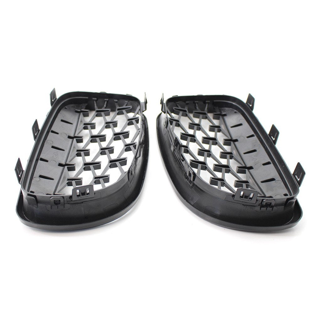 Glossy Black Dual Slats Front Grille Grill Replacement for BMW E81 E82 E87 E88 Selected 2007-2012