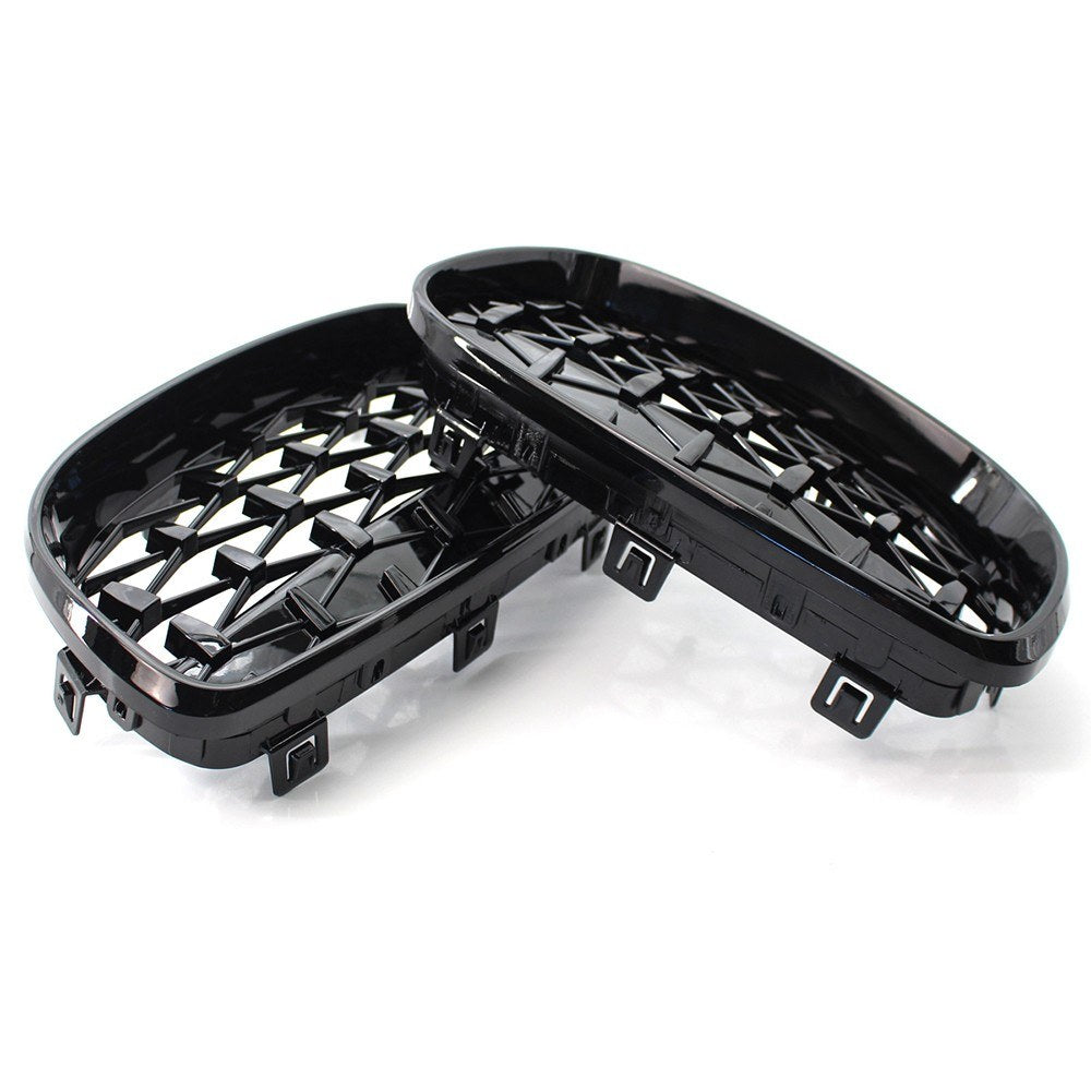 Glossy Black Dual Slats Front Grille Grill Replacement for BMW E81 E82 E87 E88 Selected 2007-2012