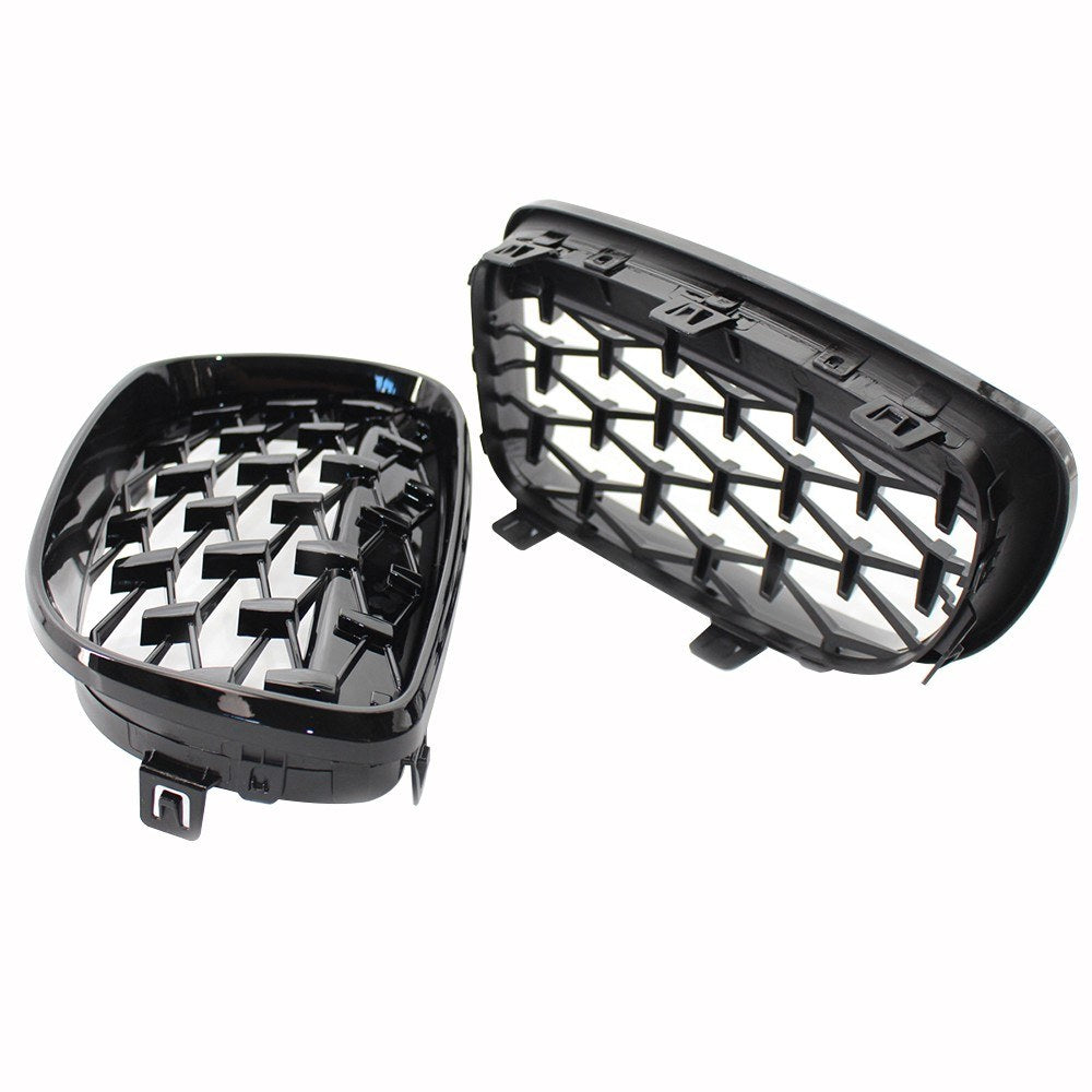 Glossy Black Dual Slats Front Grille Grill Replacement for BMW E81 E82 E87 E88 Selected 2007-2012