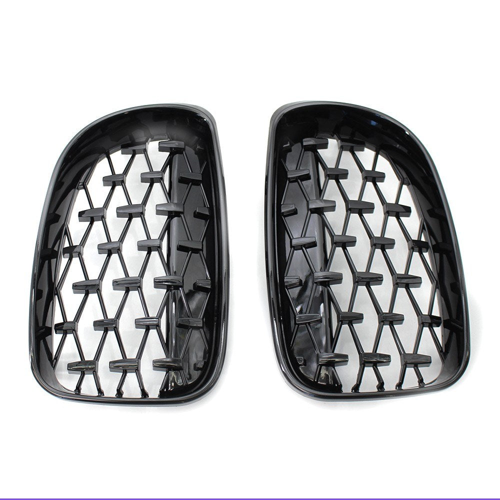 Glossy Black Dual Slats Front Grille Grill Replacement for BMW E81 E82 E87 E88 Selected 2007-2012
