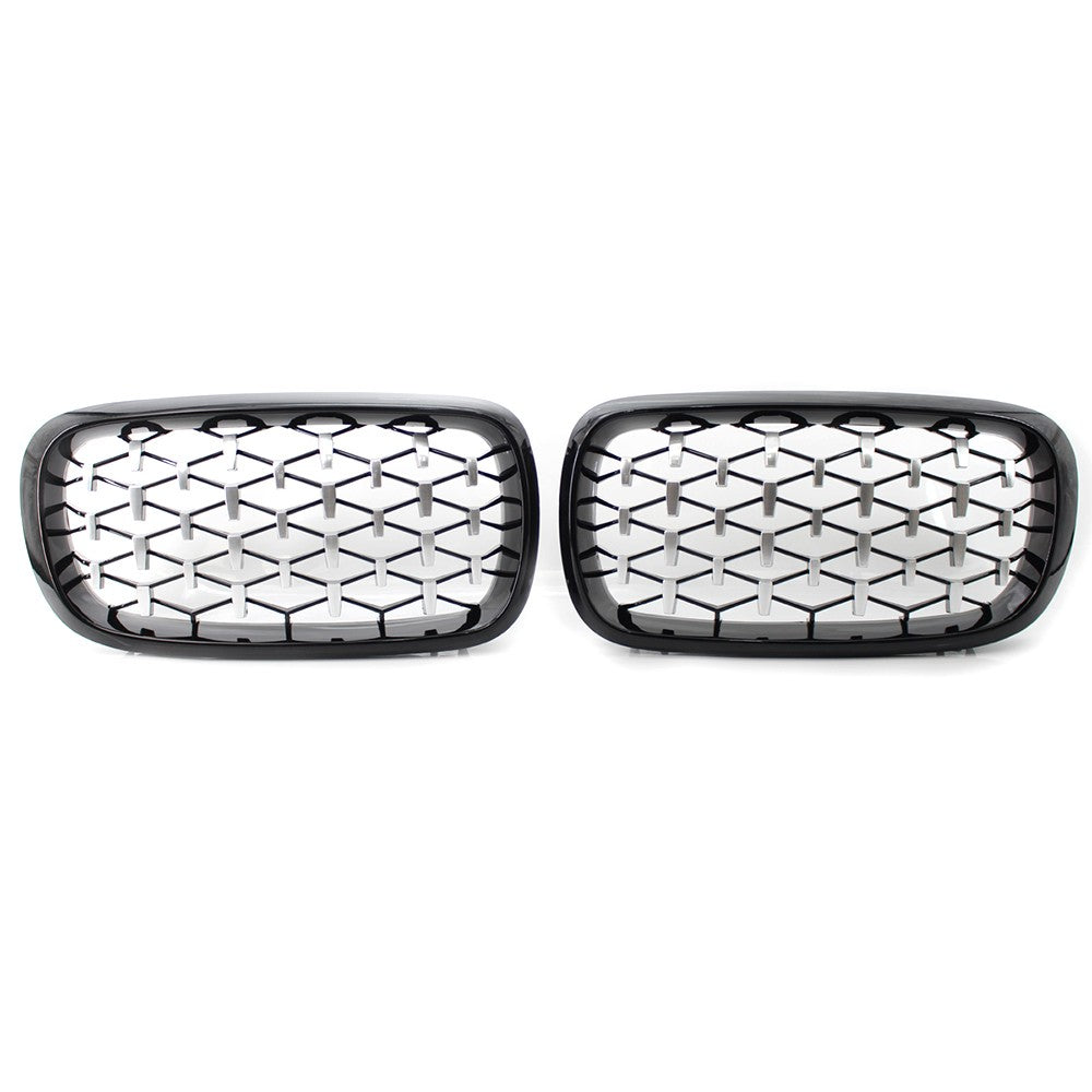 Semi-Plating Dual Slats Front Kidney Grille Grill Left & Right Replacement for BMW X5 F15 2014-2016