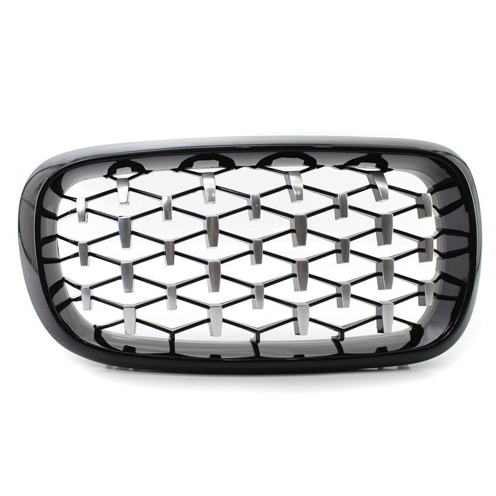 Semi-Plating Dual Slats Front Kidney Grille Grill Left & Right Replacement for BMW X5 F15 2014-2016