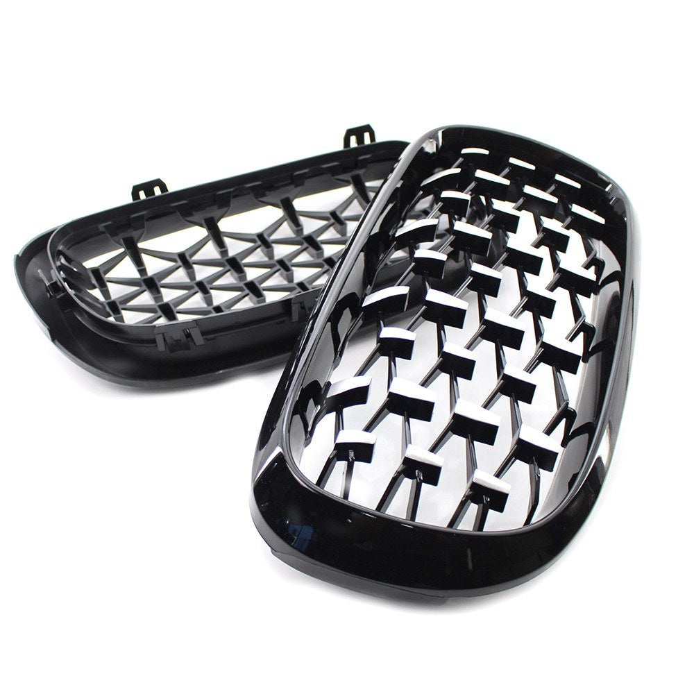 Semi-Plating Dual Slats Front Kidney Grille Grill Left & Right Replacement for BMW X5 F15 2014-2016