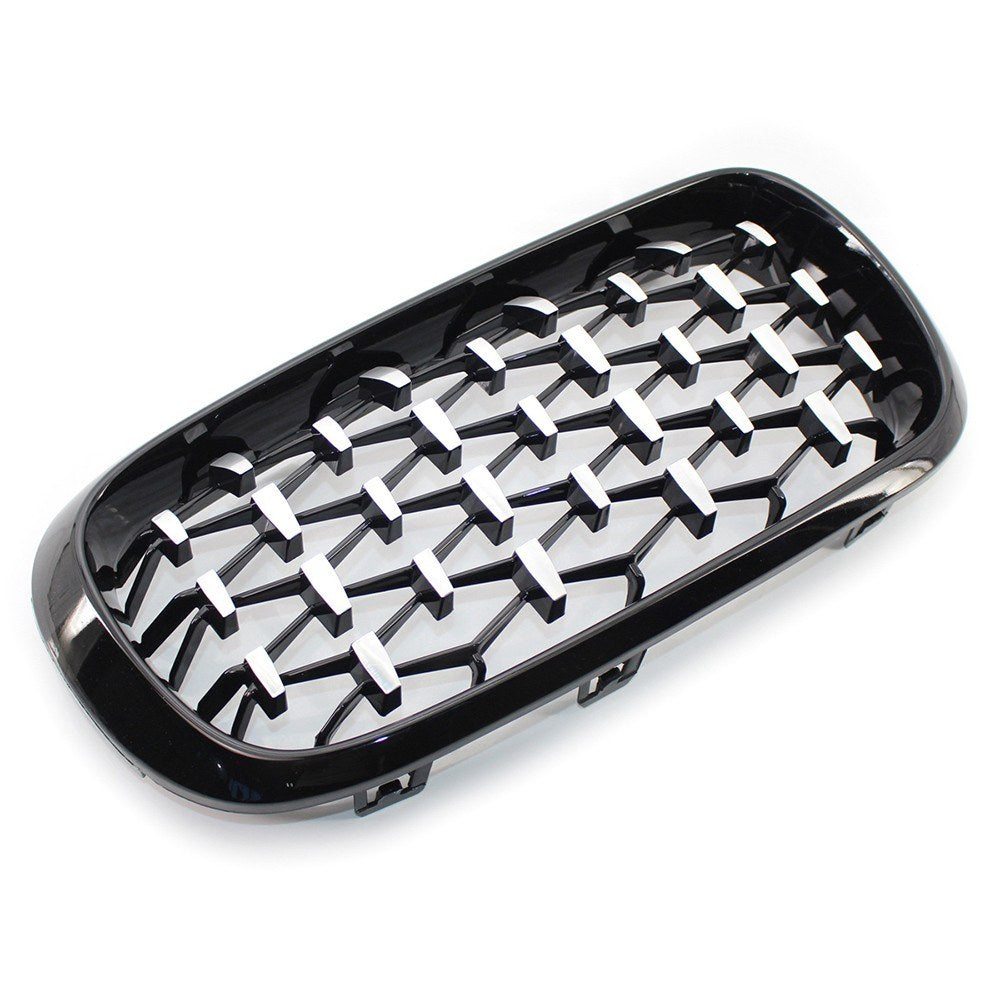Semi-Plating Dual Slats Front Kidney Grille Grill Left & Right Replacement for BMW X5 F15 2014-2016