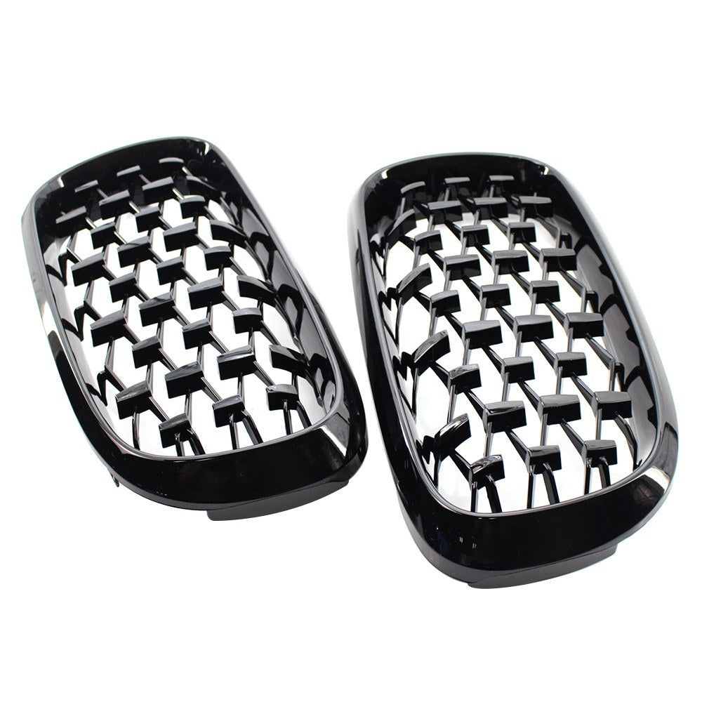 Glossy Black Dual Slats Front Kidney Grille Grill Left & Right Replacement for BMW X5 F15 2014 2015 2016