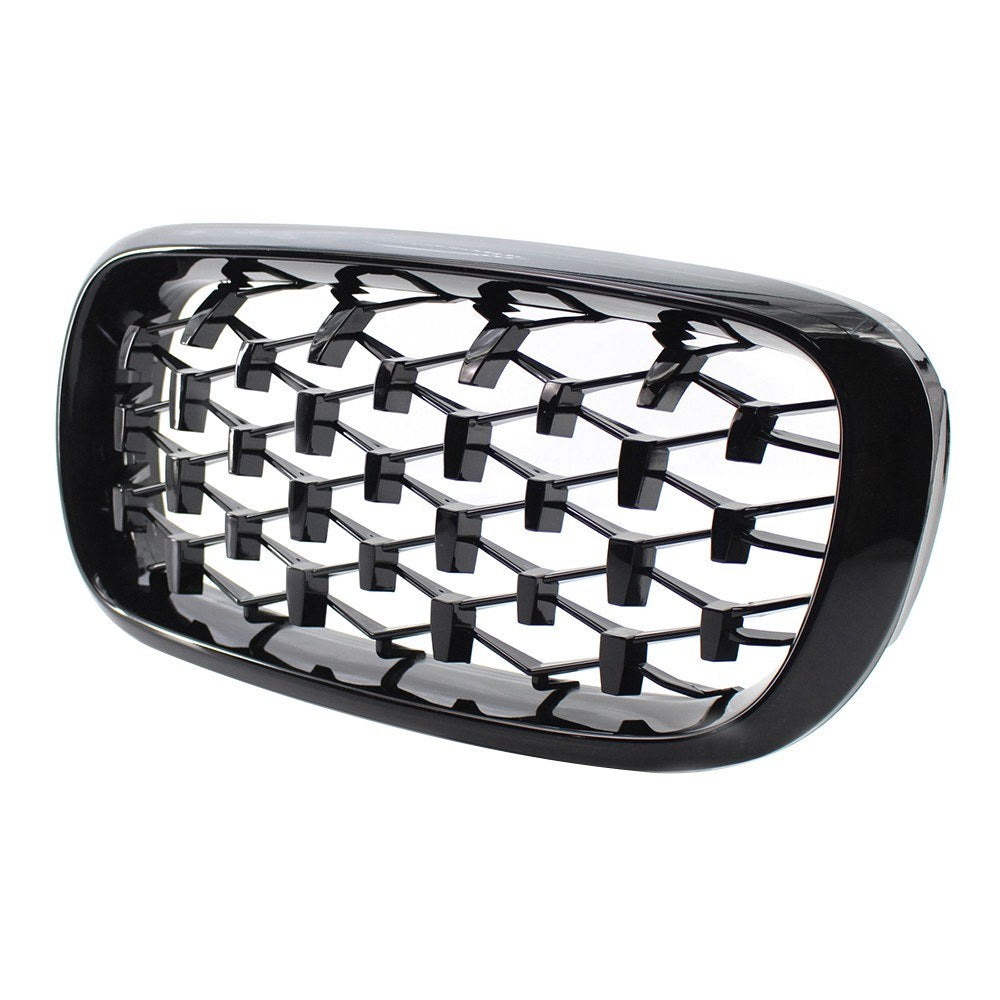 Glossy Black Dual Slats Front Kidney Grille Grill Left & Right Replacement for BMW X5 F15 2014 2015 2016