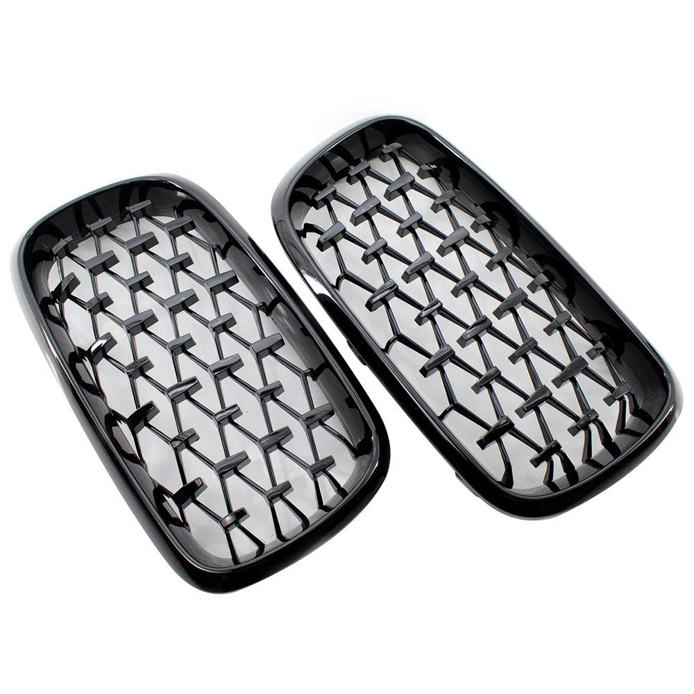 Glossy Black Dual Slats Front Kidney Grille Grill Left & Right Replacement for BMW X5 F15 2014 2015 2016