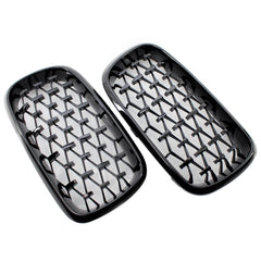 Glossy Black Dual Slats Front Kidney Grille Grill Left & Right Replacement for BMW X5 F15 2014 2015 2016