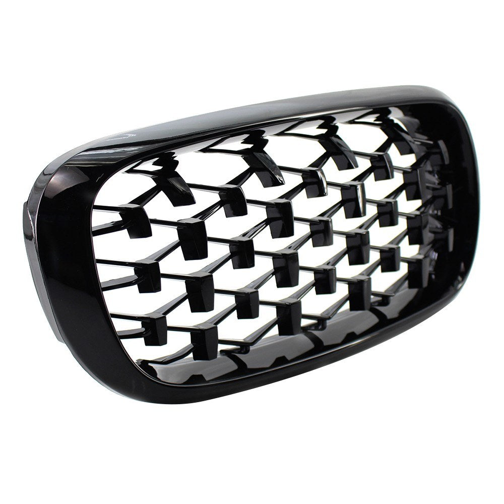 Glossy Black Dual Slats Front Kidney Grille Grill Left & Right Replacement for BMW X5 F15 2014 2015 2016