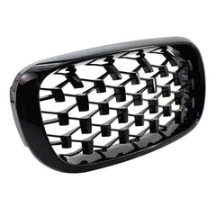 Glossy Black Dual Slats Front Kidney Grille Grill Left & Right Replacement for BMW X5 F15 2014 2015 2016