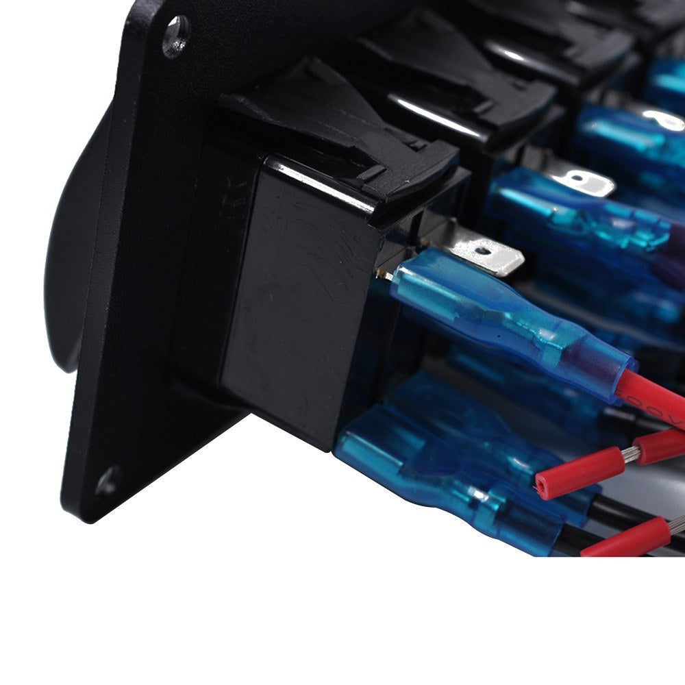 4 Gang 5 Pin Rocker Switch Panel, Waterproof On-Off Backlit Toggle Switches 12V, Panel with LED