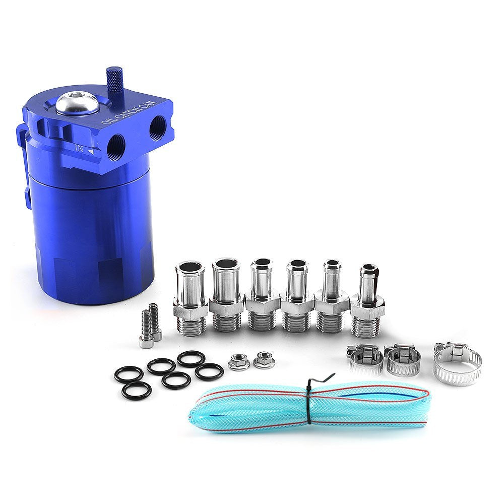 Aluminum Universal Oil Catch Can Tank with Breather Reservoir Filter Baffled
