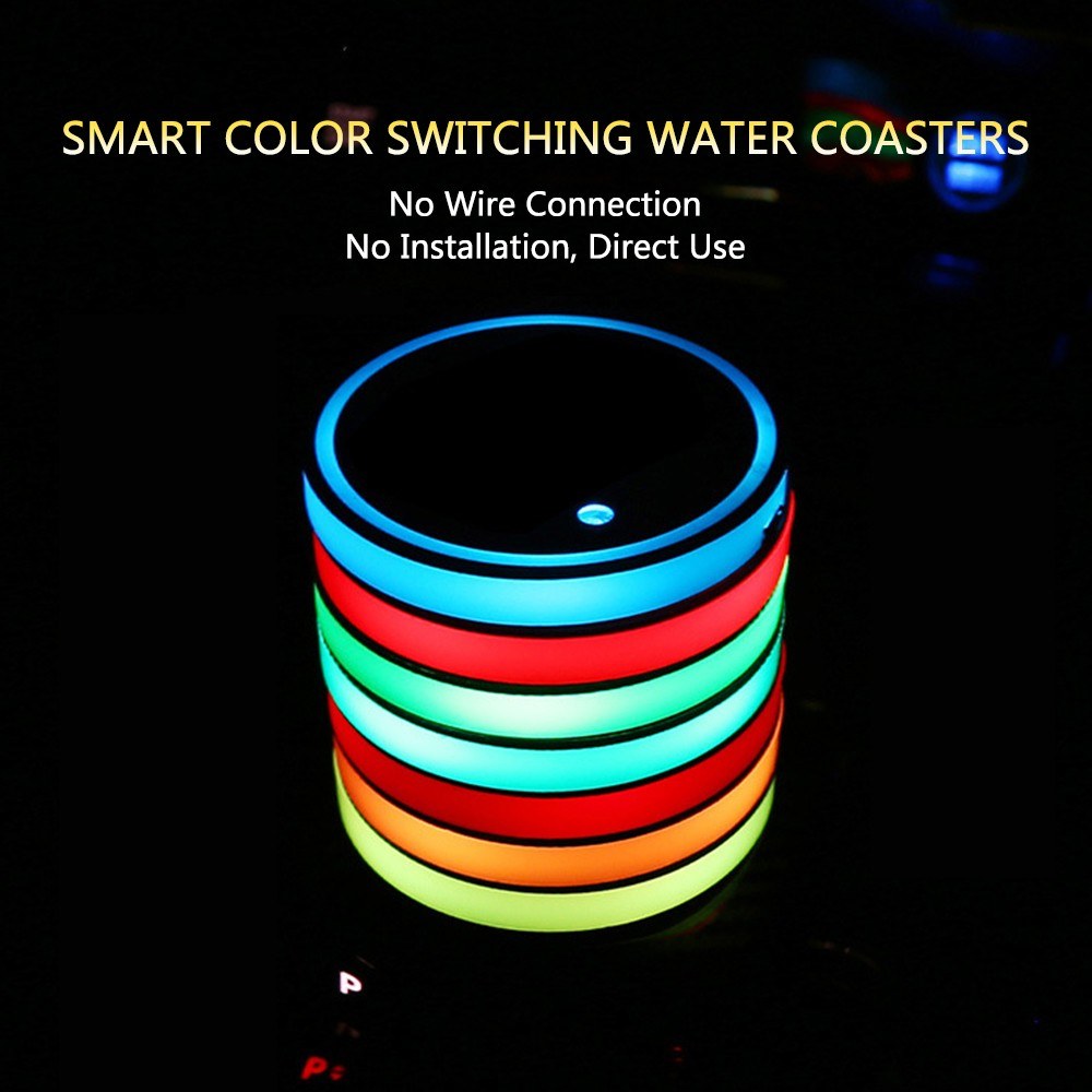 Auto Lighting Light-Emitting Diode Cup Mat Anti-Slip Multicolor Remote Control Solar Energy