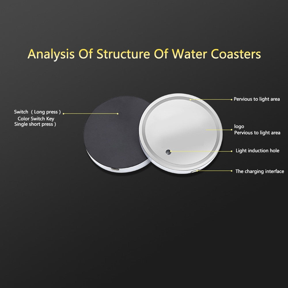 Auto Lighting Light-Emitting Diode Cup Mat Anti-Slip Multicolor Remote Control Solar Energy