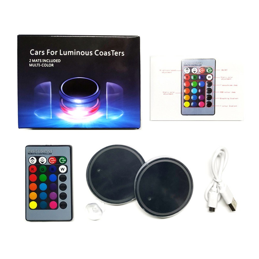 Auto Lighting Light-Emitting Diode Cup Mat Anti-Slip Multicolor Remote Control Solar Energy