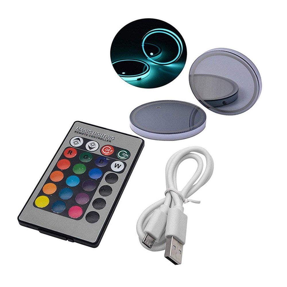 Auto Lighting Light-Emitting Diode Cup Mat Anti-Slip Multicolor Remote Control Solar Energy