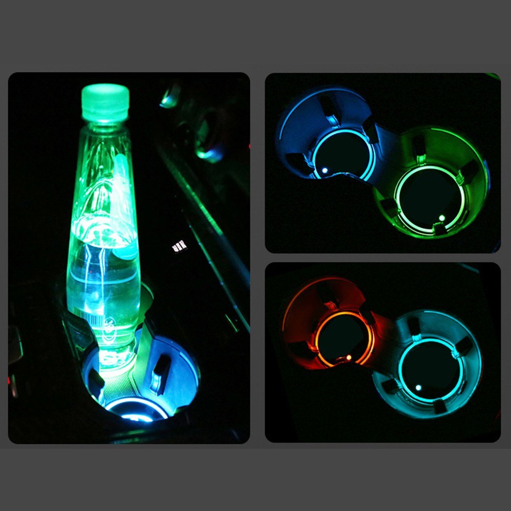 Auto Lighting Light-Emitting Diode Cup Mat Anti-Slip Multicolor Remote Control Solar Energy