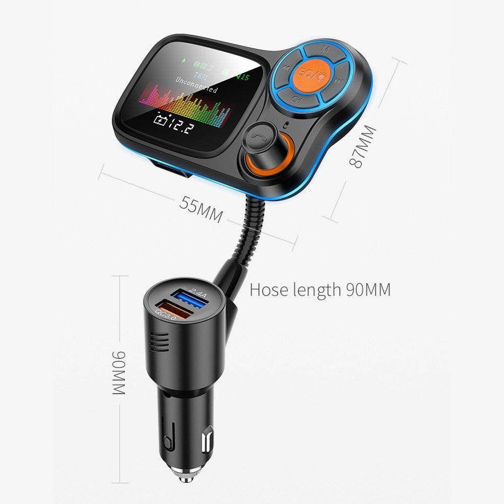 Multi-function Large Color Screen Car BT MP3 Hands-free Phone Card Air Breathing Lamp Kit Quick Charge