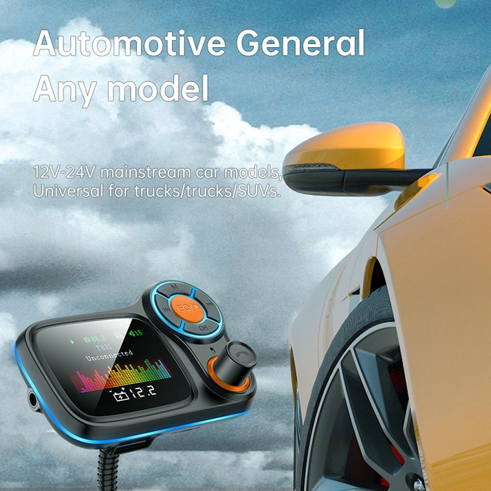 Multi-function Large Color Screen Car BT MP3 Hands-free Phone Card Air Breathing Lamp Kit Quick Charge