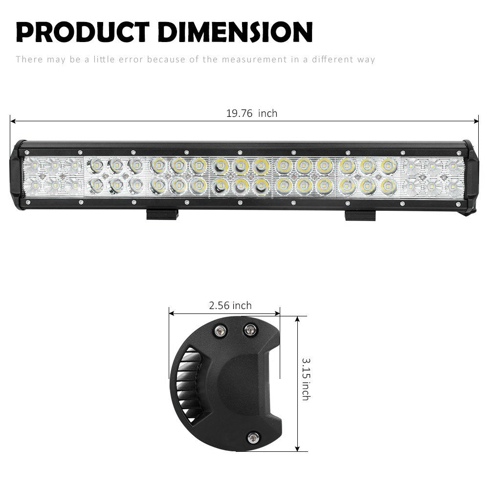 126W 20inch Waterproof Spot Flood Combo for ATV Truck Led Lights Driving Lamp