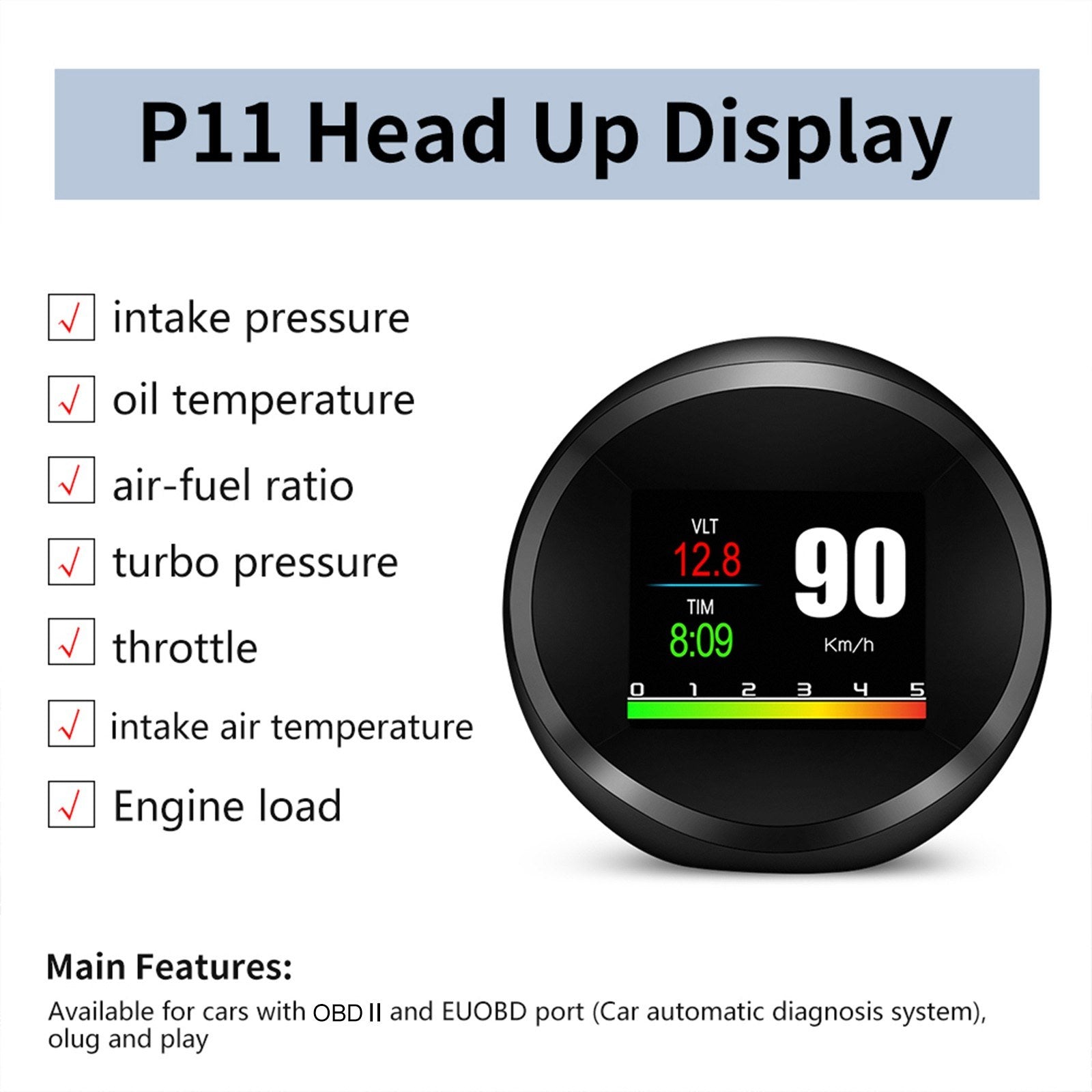 Car HUD Display OBD+GPS Head Up High Definition Safe Driving Computer Diagnostic Tool