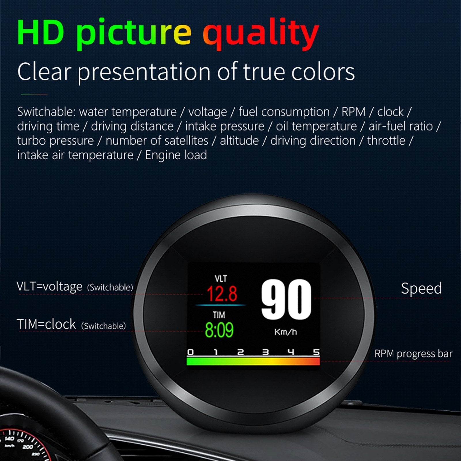 Car HUD Display OBD+GPS Head Up High Definition Safe Driving Computer Diagnostic Tool