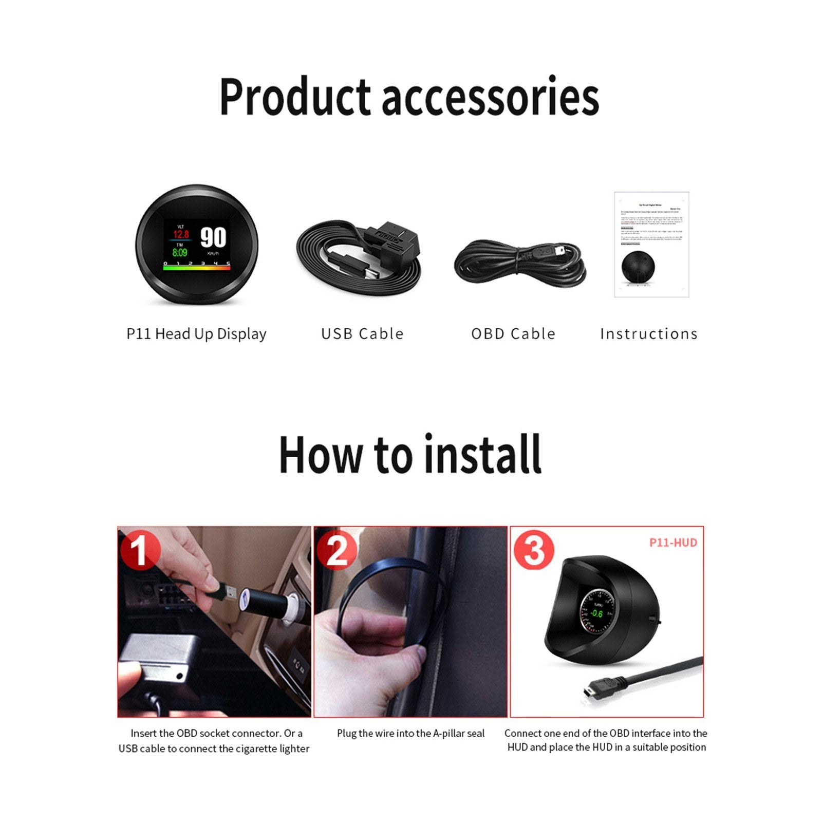 Car HUD Display OBD+GPS Head Up High Definition Safe Driving Computer Diagnostic Tool