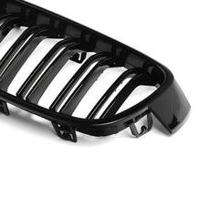 2Pcs Gloss Black Front Bumper Hood Kidney Grille Double Line Racing Replacement for BMW F30 F31 F35 3 Series 2012-2016