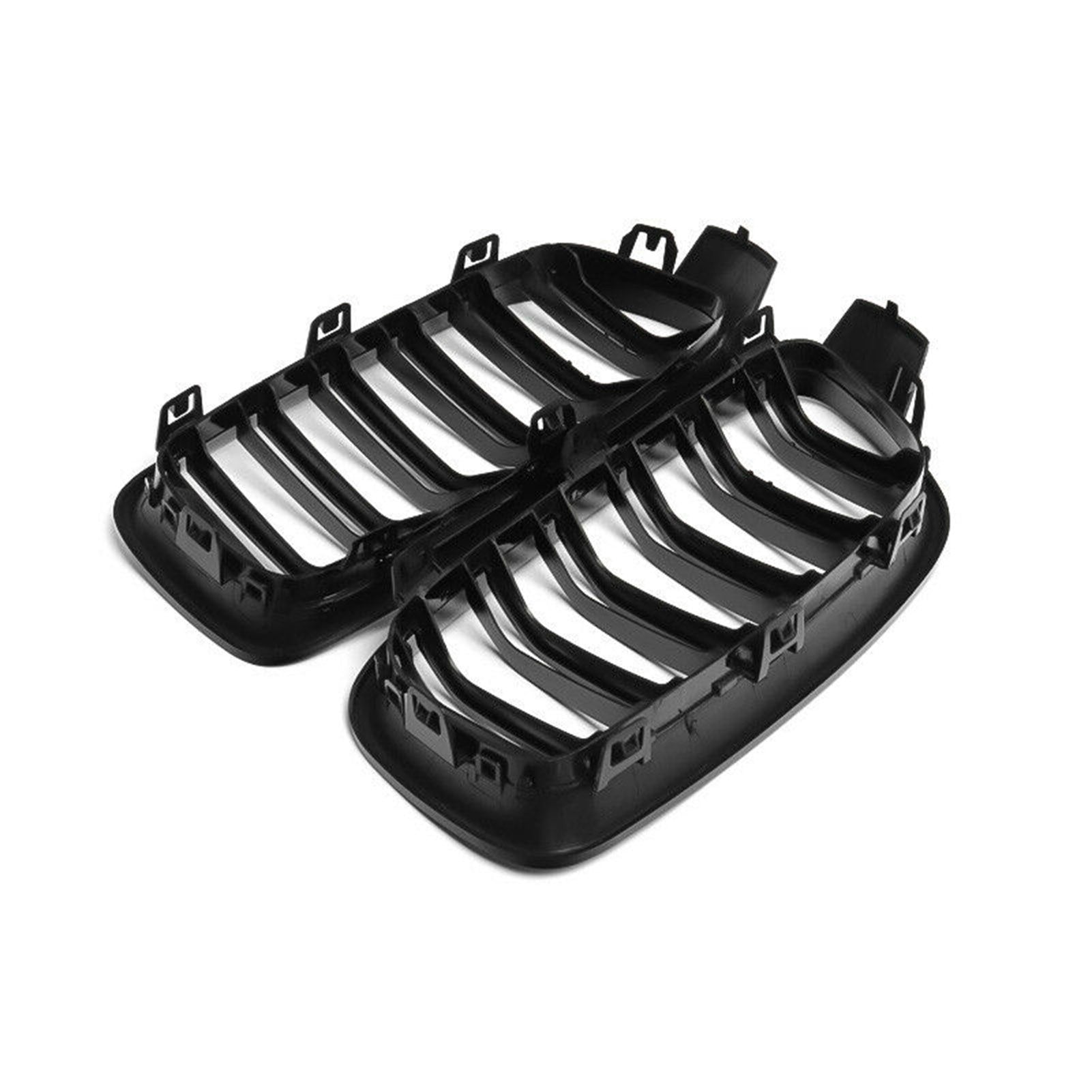 2Pcs Gloss Black Front Bumper Hood Kidney Grille Double Line Racing Replacement for BMW F30 F31 F35 3 Series 2012-2016