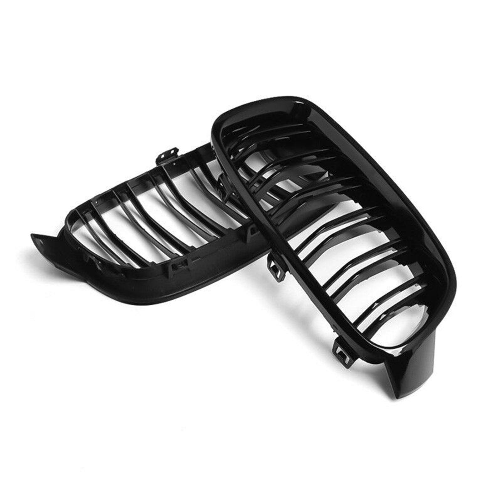 2Pcs Gloss Black Front Bumper Hood Kidney Grille Double Line Racing Replacement for BMW F30 F31 F35 3 Series 2012-2016