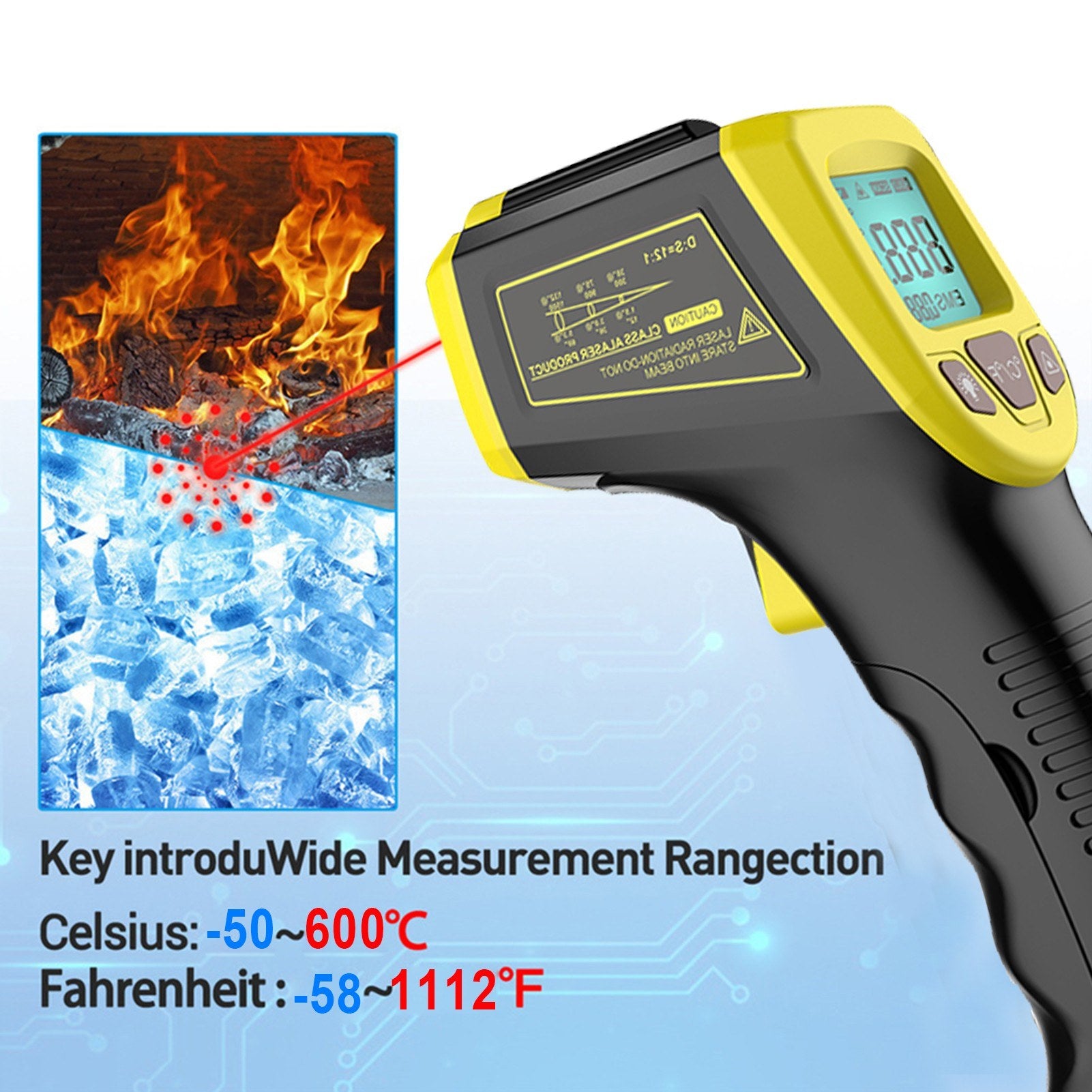 Infrared Thermometer, Non-Contact Digital Laser Temperature Gun with LCD Display
