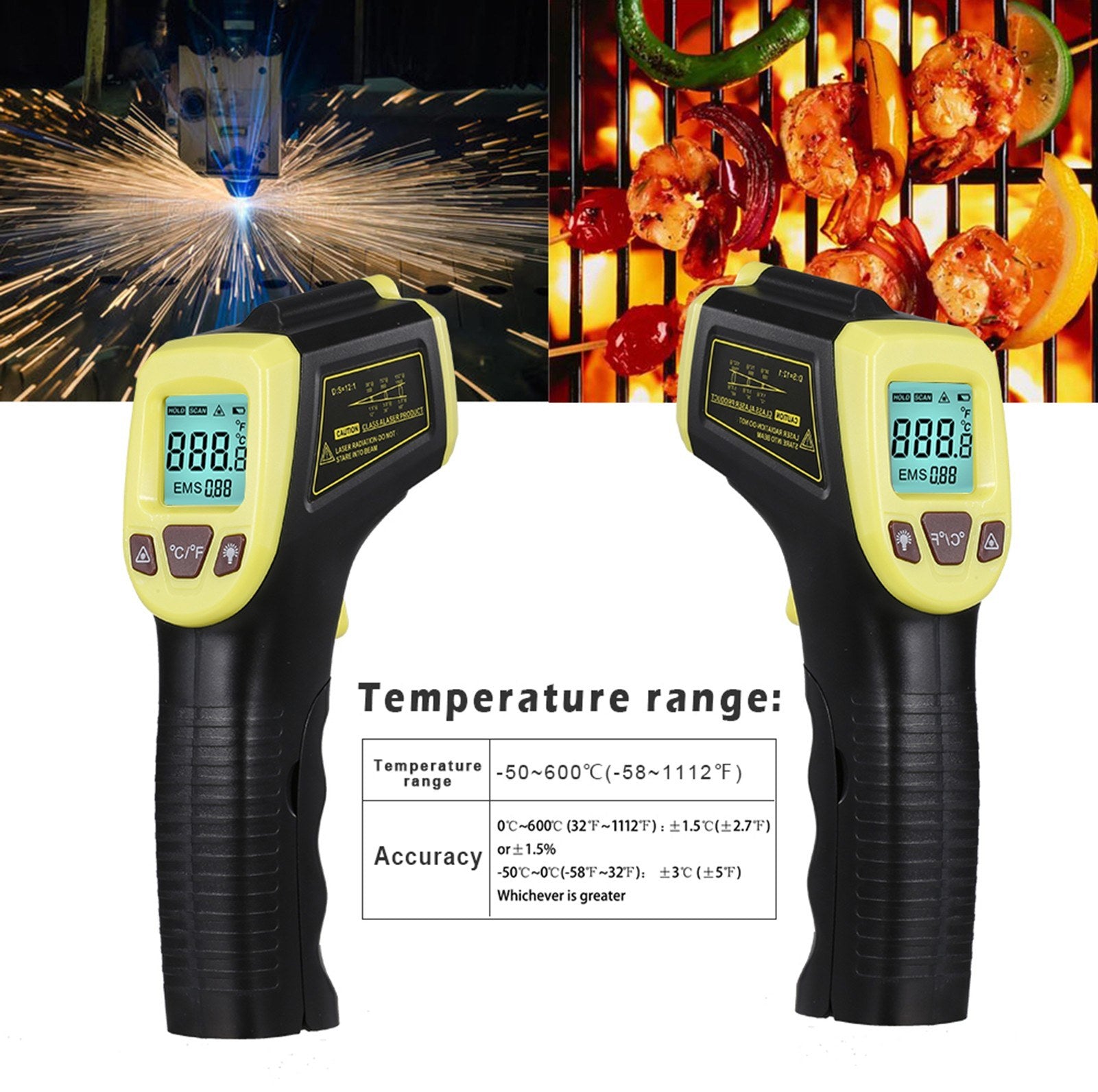 Infrared Thermometer, Non-Contact Digital Laser Temperature Gun with LCD Display