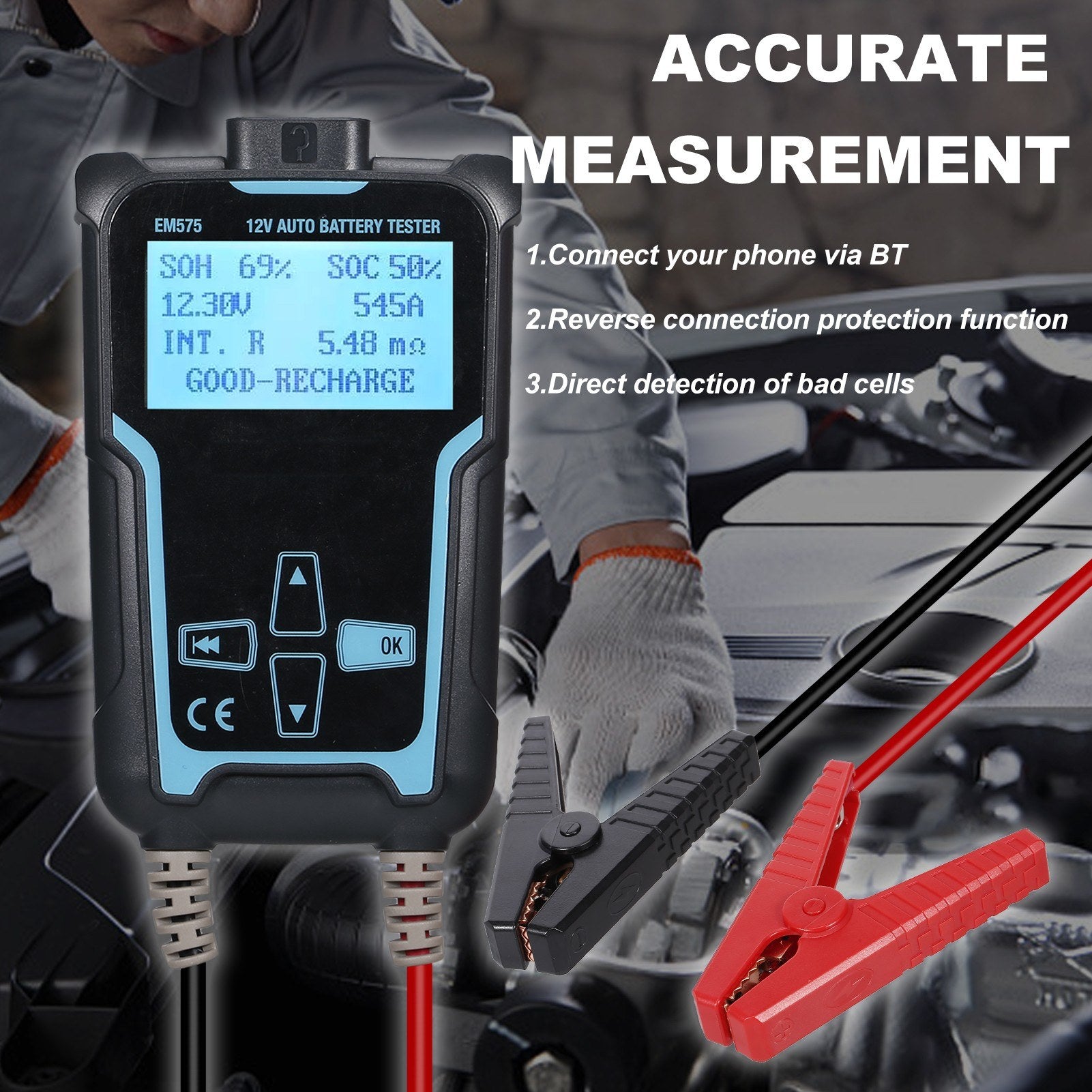 12V-24V Car Battery Tester Analyzer 100-2200 CCA Automotive Load Digital Bad Cell