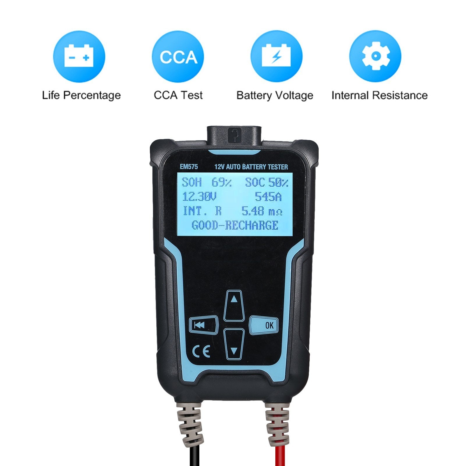 12V-24V Car Battery Tester Analyzer 100-2200 CCA Automotive Load Digital Bad Cell
