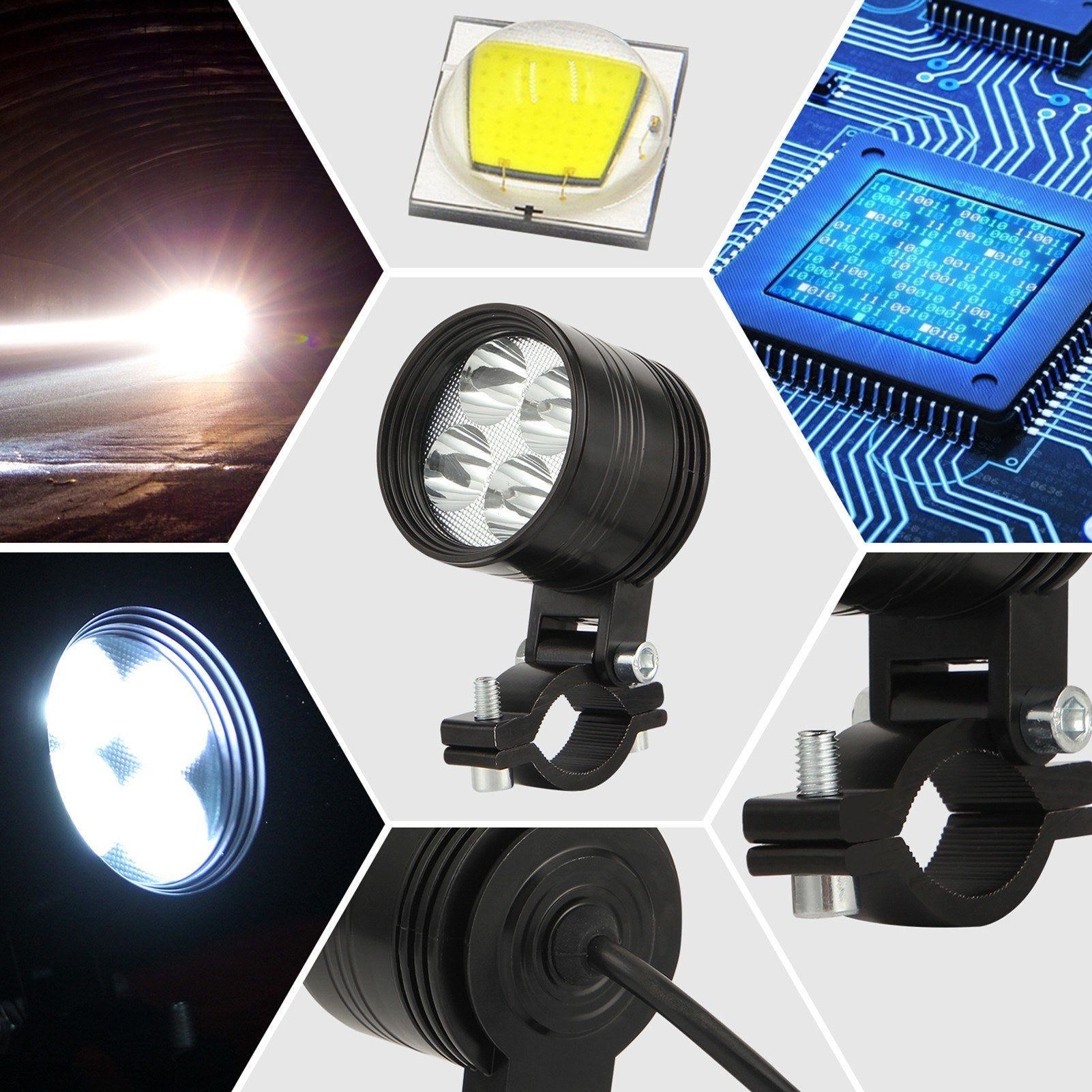 Super Bright White Motorcycle 36W LED Spotlight Headlight Waterproof 1pc