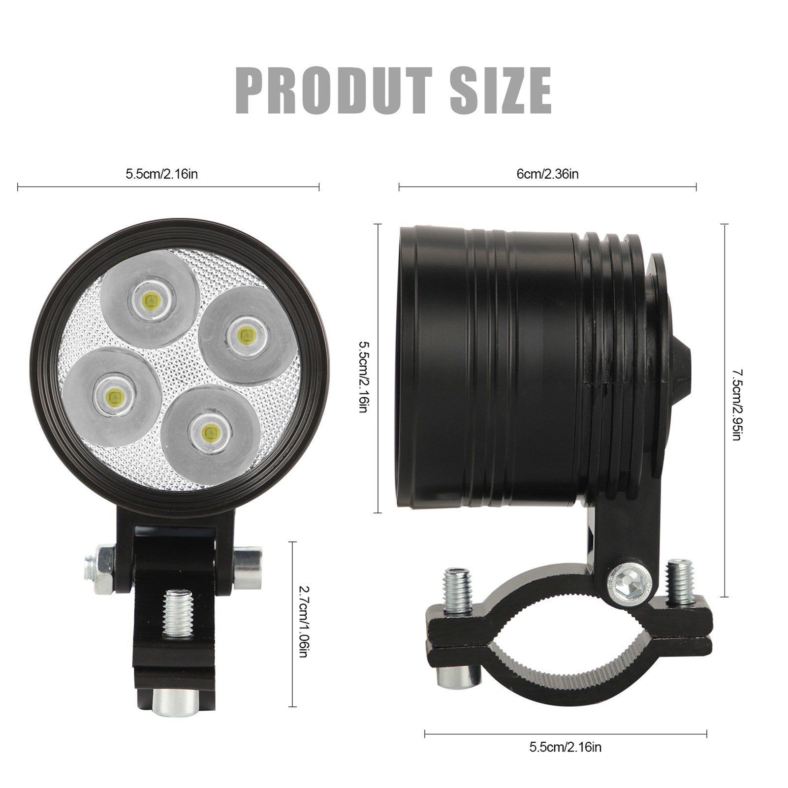 Super Bright White Motorcycle 36W LED Spotlight Headlight Waterproof 1pc